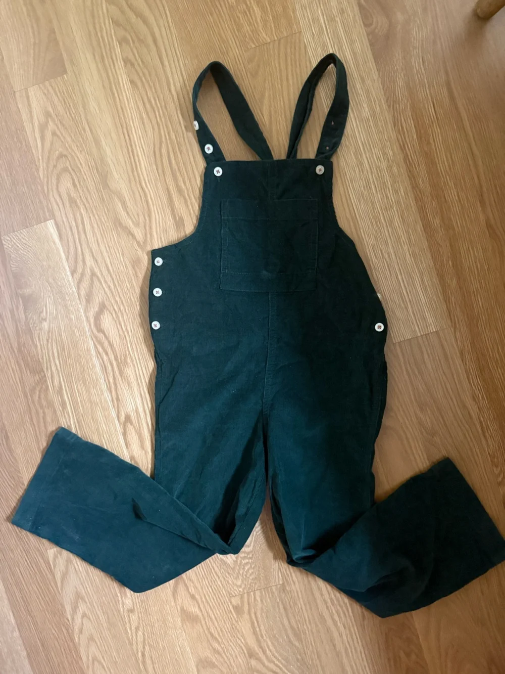 Girls/Boys Forest Green Corduroy Overalls with Front Pocket. Olive Juice Brand